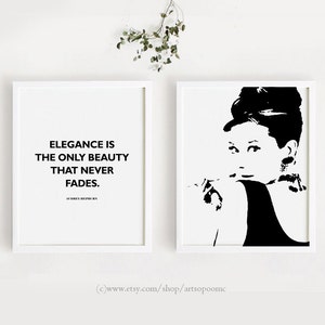 8x10, 16x20 Printable Audrey Hepburn Set of 2 Inspiration Quotes ...