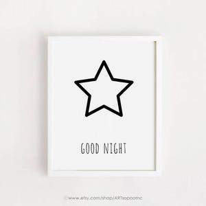 Good Night Sleep Tight Print Printable Nursery Wall Art Set of 2 Black ...