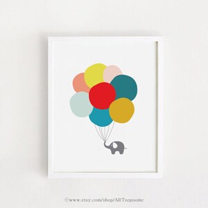 Imprimible vivero pared arte Bebé habitación arte elefante cartel Niños niños niñas imprimir bonita decoración de la habitación Descarga instantánea 8x10, 11x14. A4