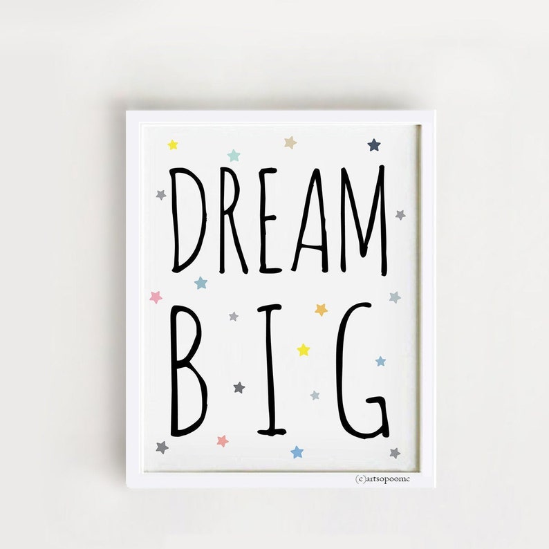 Dream Big Printable Poster Cute Art for Baby Room Wall Decor | Etsy