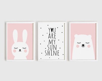 Printable Nursery Art Set of 4 Poster Baby Wall Art Kids Room - Etsy