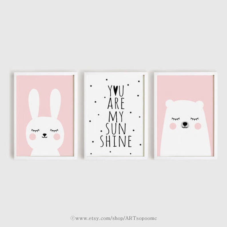 Printable Nursery Art Set of 3 Baby Girls Room Wall Art Kids - Etsy