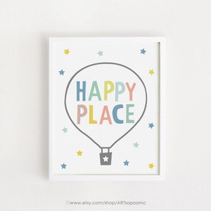Arte infantil imprimible Bebé sala arte de la pared Happy Place Typographic Poster Children Cute Decor 8x10 11x14 A4 A3 Digital pint INSTANT DOWNLOAD
