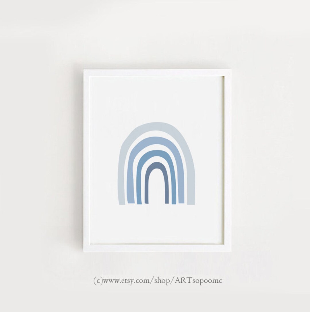 Boho Wall Art Printable Nursery Wall Art Blue Rainbow Print Baby Boy ...