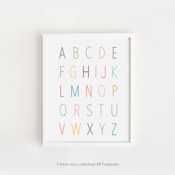 Alphabet Printable Poster Class Room Decor Simple Cute Nursery Wall Art ...