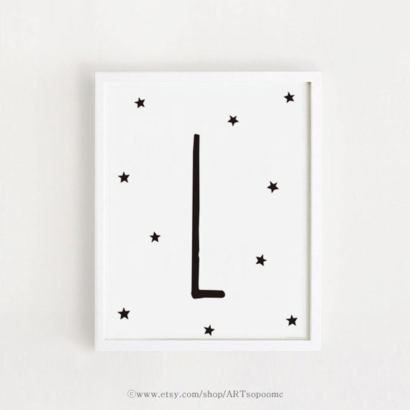 Letter L Printable Nursery Wall Art Initial L Print Black and Etsy