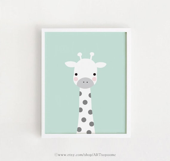 Bebe Giraffe Poster Cute Kawaii Printable Art Kids Animal Etsy