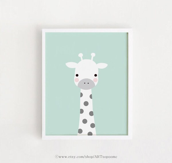 Bebe Giraffe Poster Cute Kawaii Printable Art Kids Animal Etsy