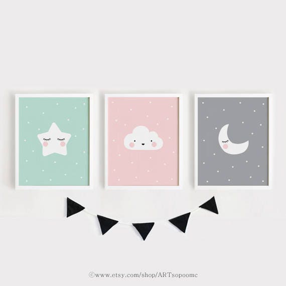 cloud and moon nursery decor