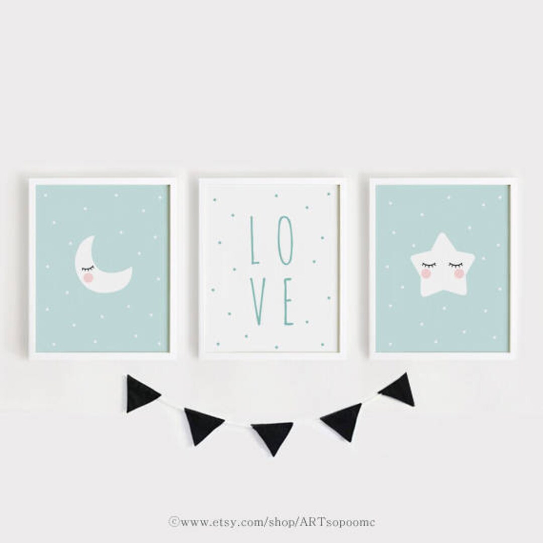 Printable Nursery Art Set of 3 Baby Boys Room Wall Art Poster Kids Room ...