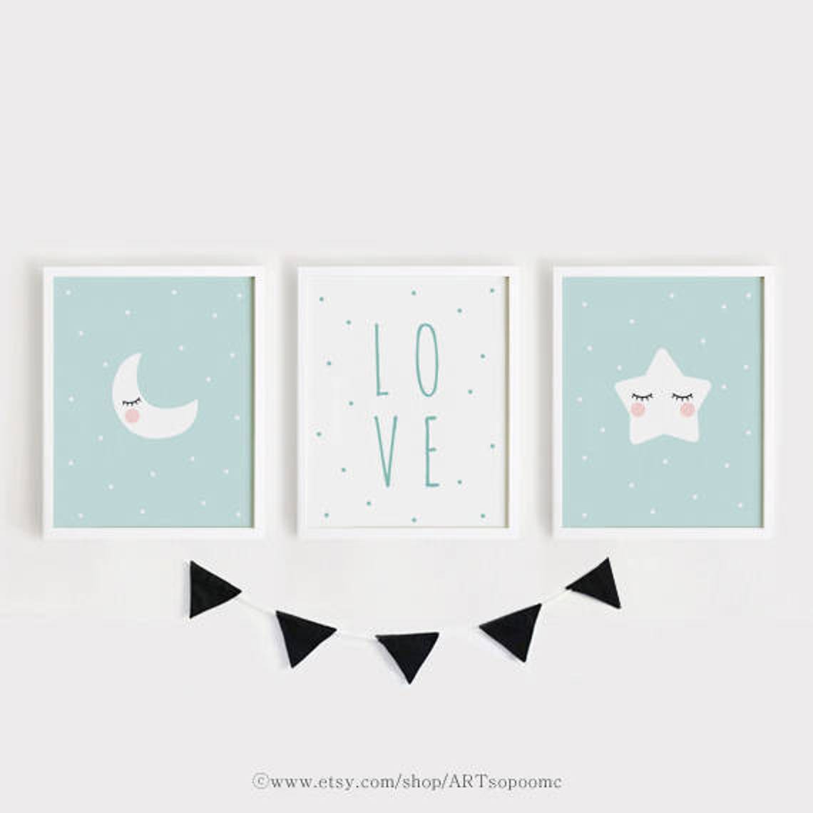 Printable Nursery Art Set of 3 Baby Boys Room Wall Art Poster | Etsy