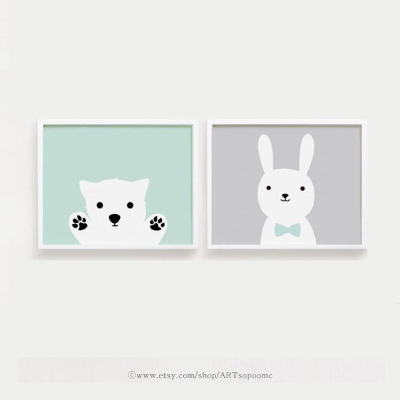 3 Cute Prints Rabbit Some Bunny Loves You Kawaii Nursery Wall Art Decor Pictures