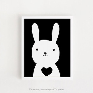 DESCARGA INSTANTE - Bunny Print imprimible arte de la pared lindo conejito home decoración cartel Kawaii bebé habitación arte decor vivero archivo digital 8x10, A4