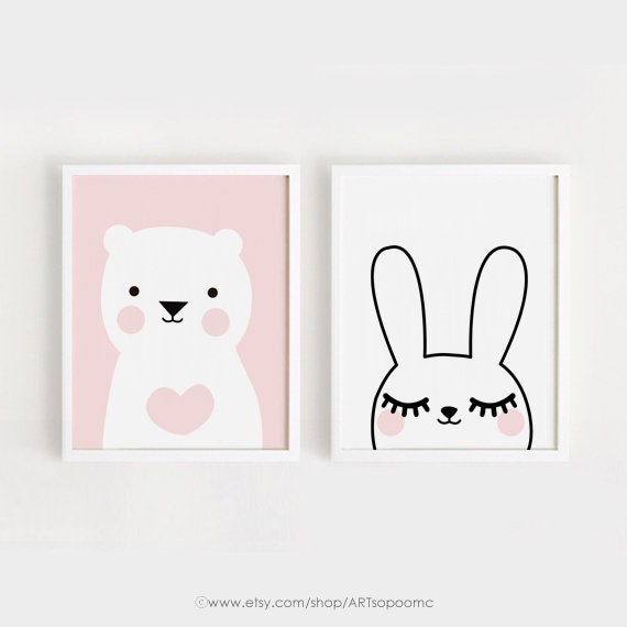 Printable Nursery Art Set of 4 Poster Baby Girls Room Wall Art Pink ...