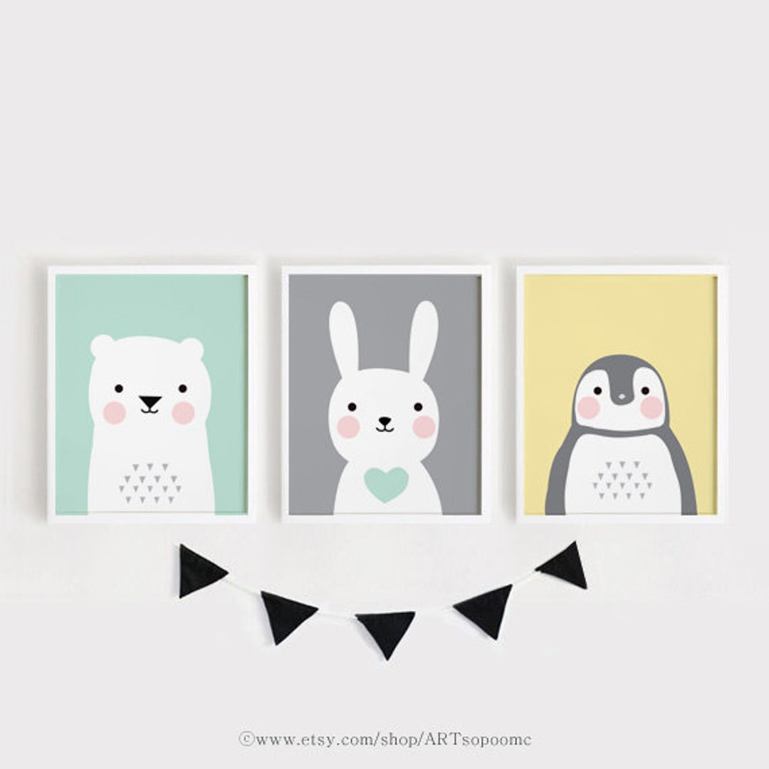 Printable Nursery Art Set of 3 Poster Baby Wall Art Kids Room Decor ...