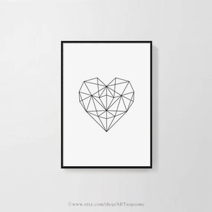 Geometric Heart Wall Art Printable Wall Decal Print Wall Art Home Decor ...