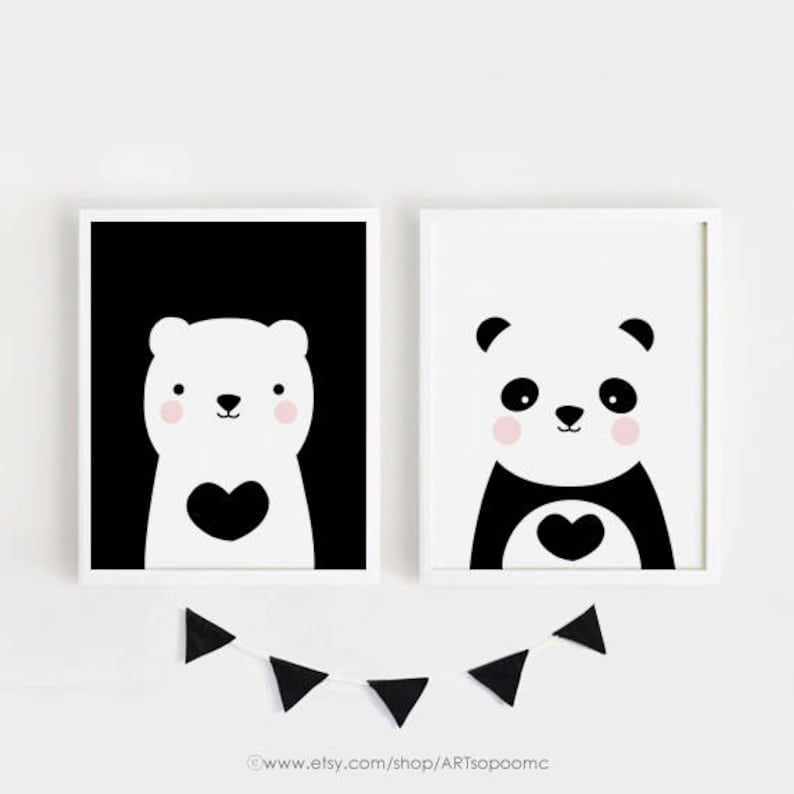 Nursery wall art set printable Cute Animal art set of 6 Etsy
