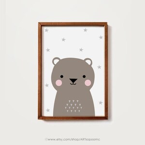Brown Bear Art Printable Nursery Wall Art Print Baby Room Decor Cute ...