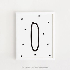 Carta O imprimible vivero pared arte inicial O impresión negro y blanco bebé habitación signo Decor Kids póster Monogram arte digital Descarga instantánea