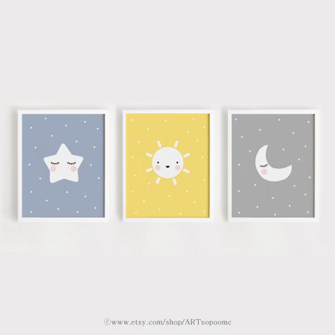 Printable Nursery Art Set of 3 Poster Baby Wall Art Kids Room Decor ...