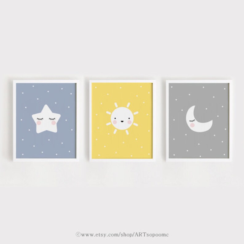 Printable Nursery Art Set of 3 Poster Baby Wall Art Kids Room Etsy