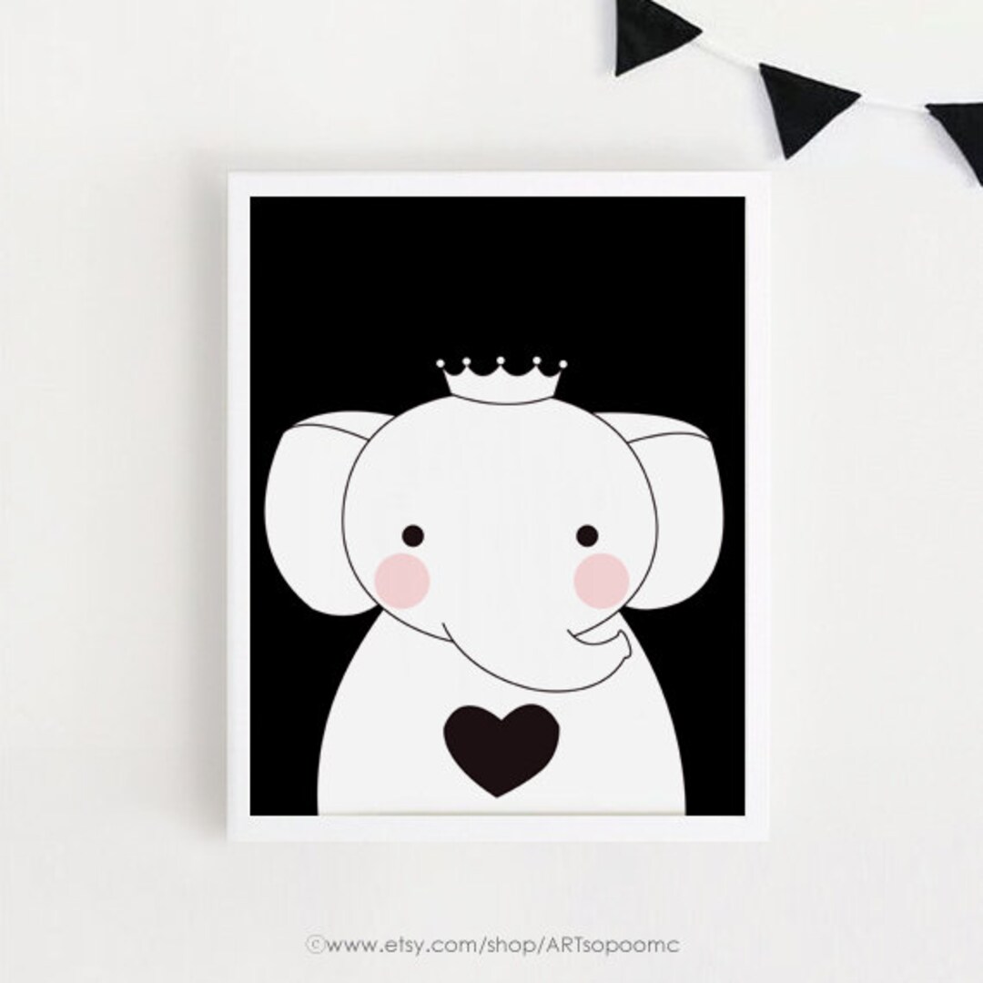 Baby Elephant Art Print Cute Elephant Poster / Baby Kids Etsy