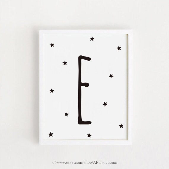 letter e printable nursery wall art initial e print black and etsy