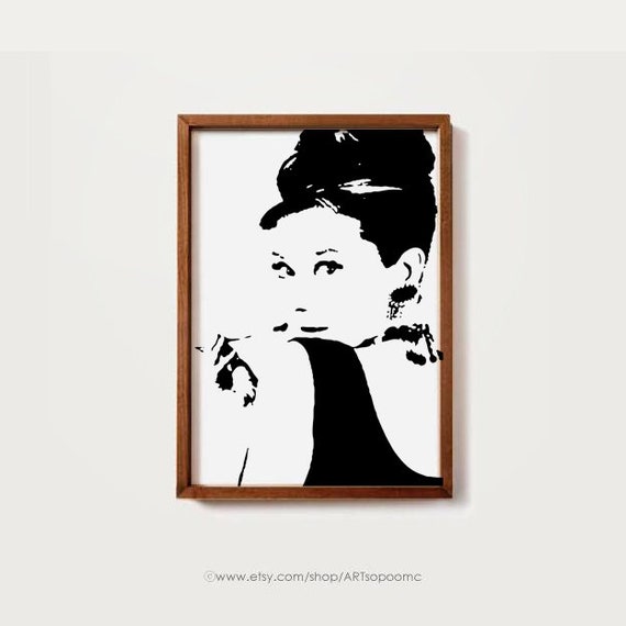 Audrey Hepburn Art Print, Minimalist Black and White Poster