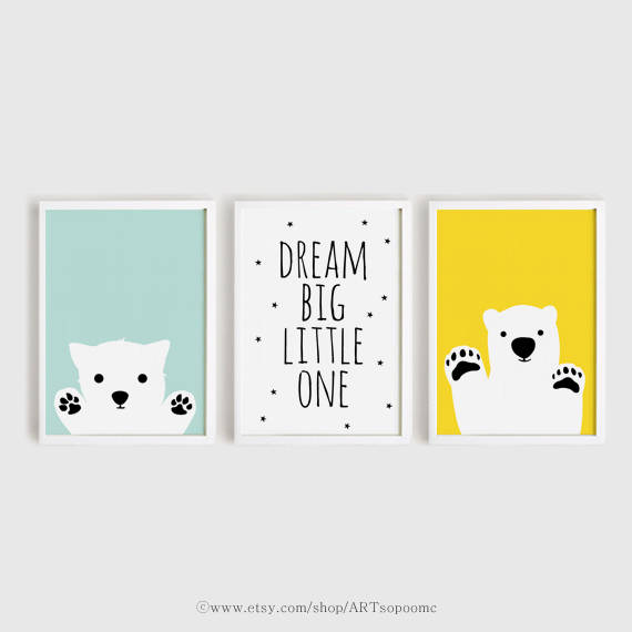 Printable Nursery Art Set of 3 Poster Baby Girls Boys Room Wall Art ...