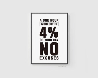 Trainingsmotivatieprint | 4% van de dag, geen excuses (digitale download)