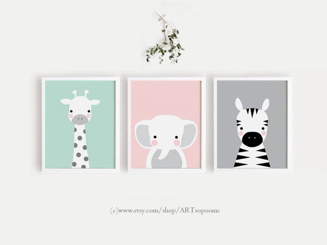 Baby Animal Prints for Nursery Printable Wall Art Set of 3 Poster Mint ...