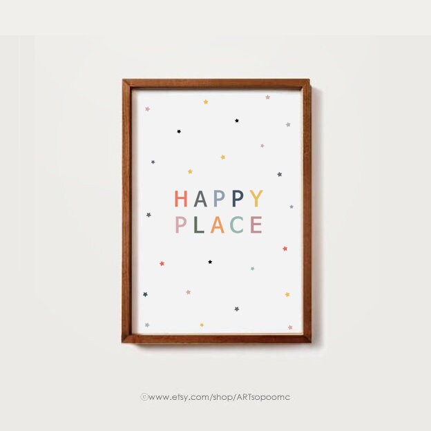 INSTANT DOWNLOAD Happy Place Poster Printable Baby Room Wall - Etsy