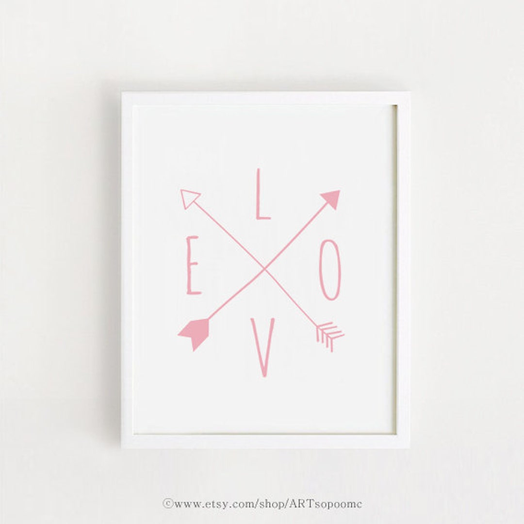 Pink Artprint Love Printable Art Poster Arrow Wall Art Decal Print Scandinavian Home Wall Art