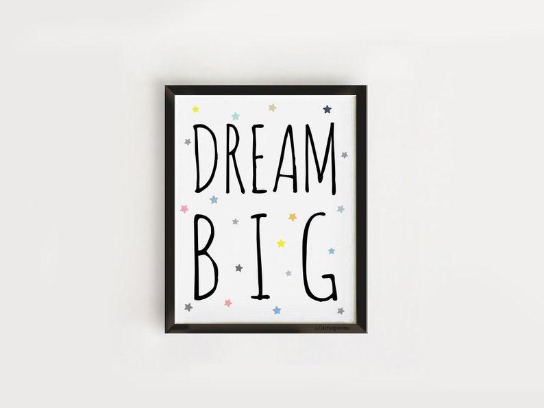 Dream Big Printable Poster Cute Art for Baby Room Wall Decor | Etsy
