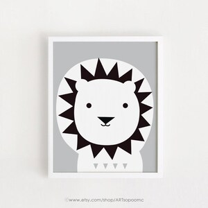 bebe León cartel lindo kawaii para imprimir arte niños cartel Animal grabado para niños salón gris vivero arte descarga 8 x 10, 11 x 14, A4, A3