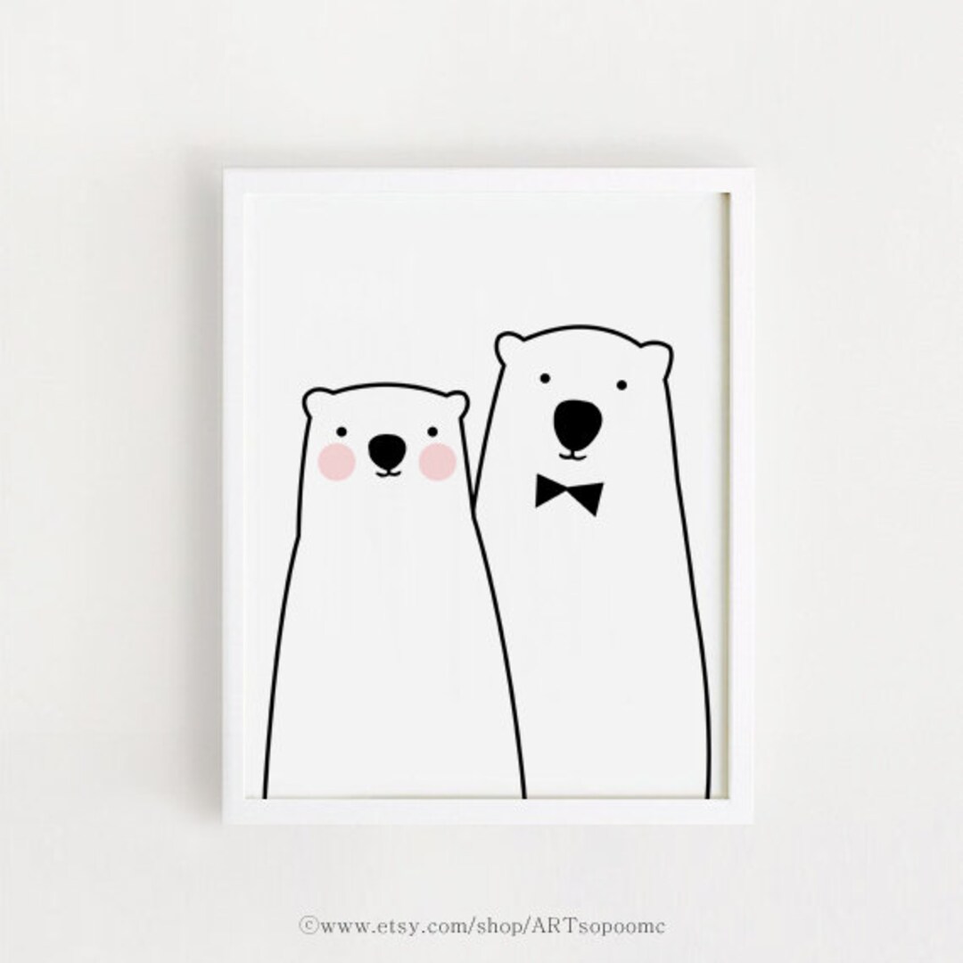 INSTANT DOWNLOAD Print Printable Wall Art Cute Animal Kawaii Couple ...