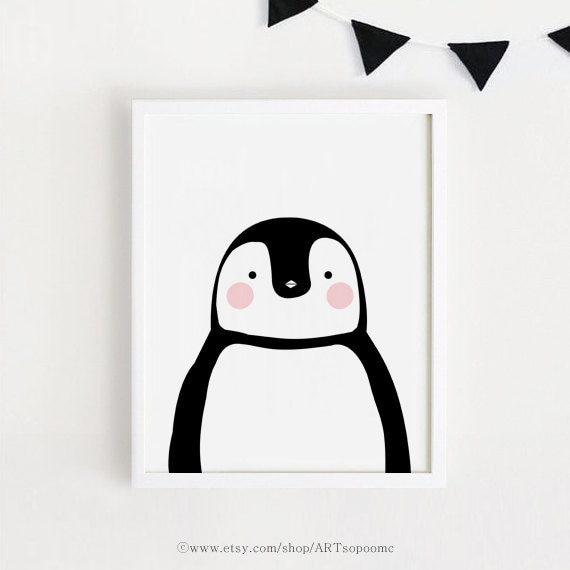 INSTANT DOWNLOAD - Baby Penguin printable Wall art Cute kids room decor poster Kawaii baby room art Decor print nursery art Digital file