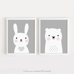 Printable Nursery Wall Art Set of 6 Poster Baby Art Kids Room Decor 5x7 ...