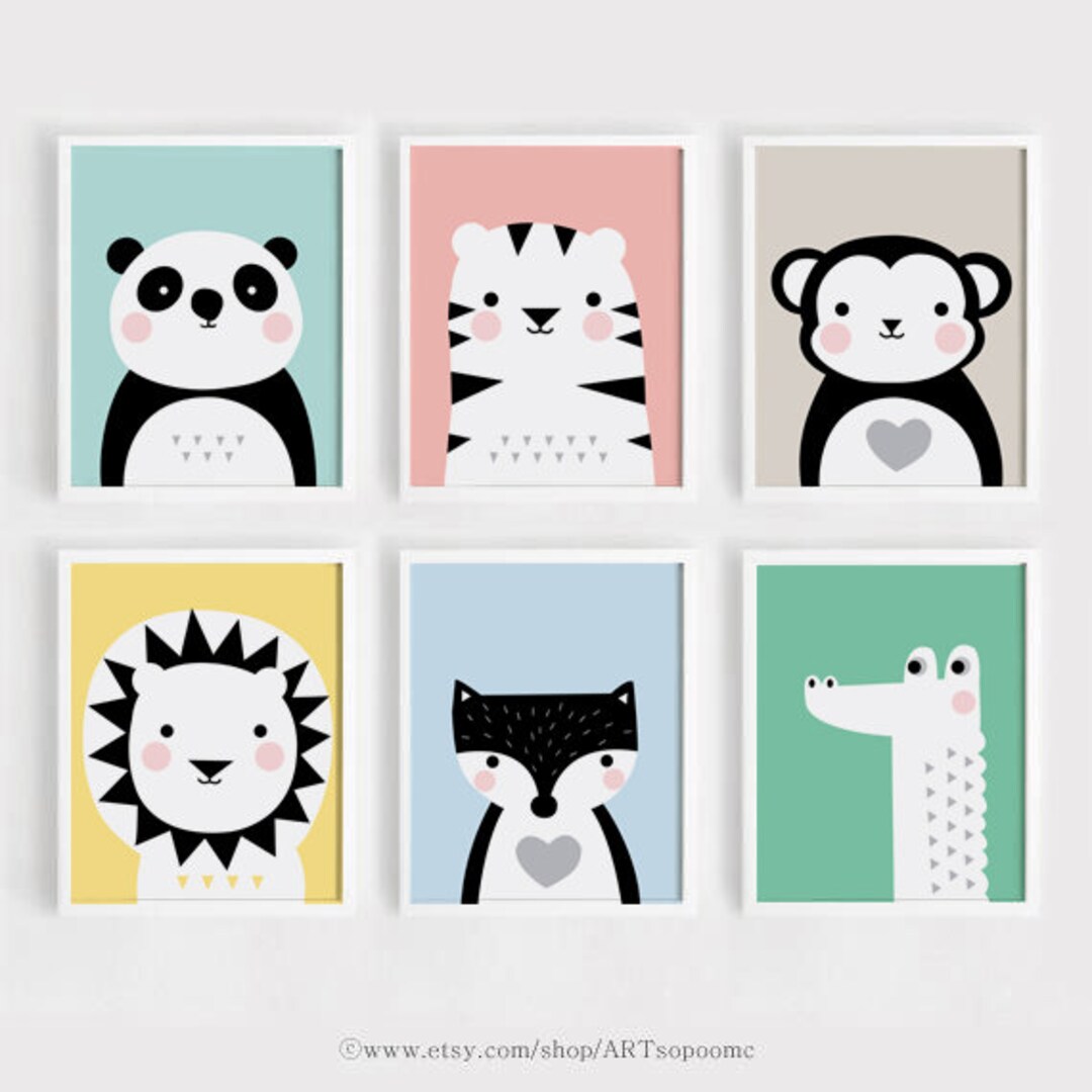 Printable Nursery Wall Art Set of 6 Poster Baby Art Kids Room Decor 5x7 ...