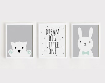 Printable Nursery Art Set of 4 Poster Baby Wall Art Kids Room - Etsy