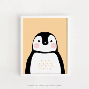 Imprimible arte de vivero lindo Penguin cartel Kawaii bebe pared arte animal impresión para niños bebés niños habitación arte 8x10 11x14 A4 A3 impresiones digitales