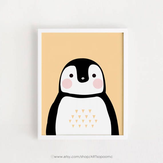 Creche Imprimable Mignon Pingouin Affiche Kawaii Bebe Wall Art Etsy