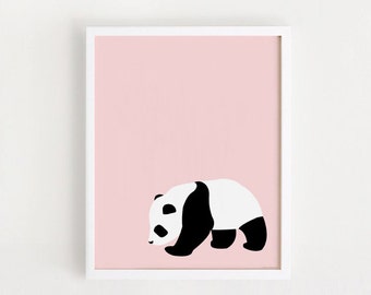 INSTANT DOWNLOAD - Panda printable Wall art Cute Home decor poster Kawaii Baby girls room art bebe nursery Pink print 8x10, 70x100 Large