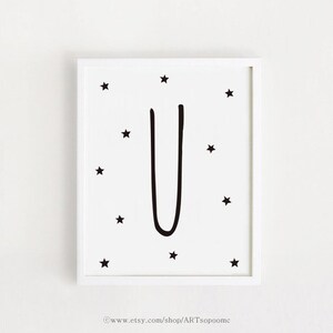 Monogram U letter U print Printable wall art Black and White typographic Baby Shower decor Digital print initial U poster INSTANT DOWNLOAD