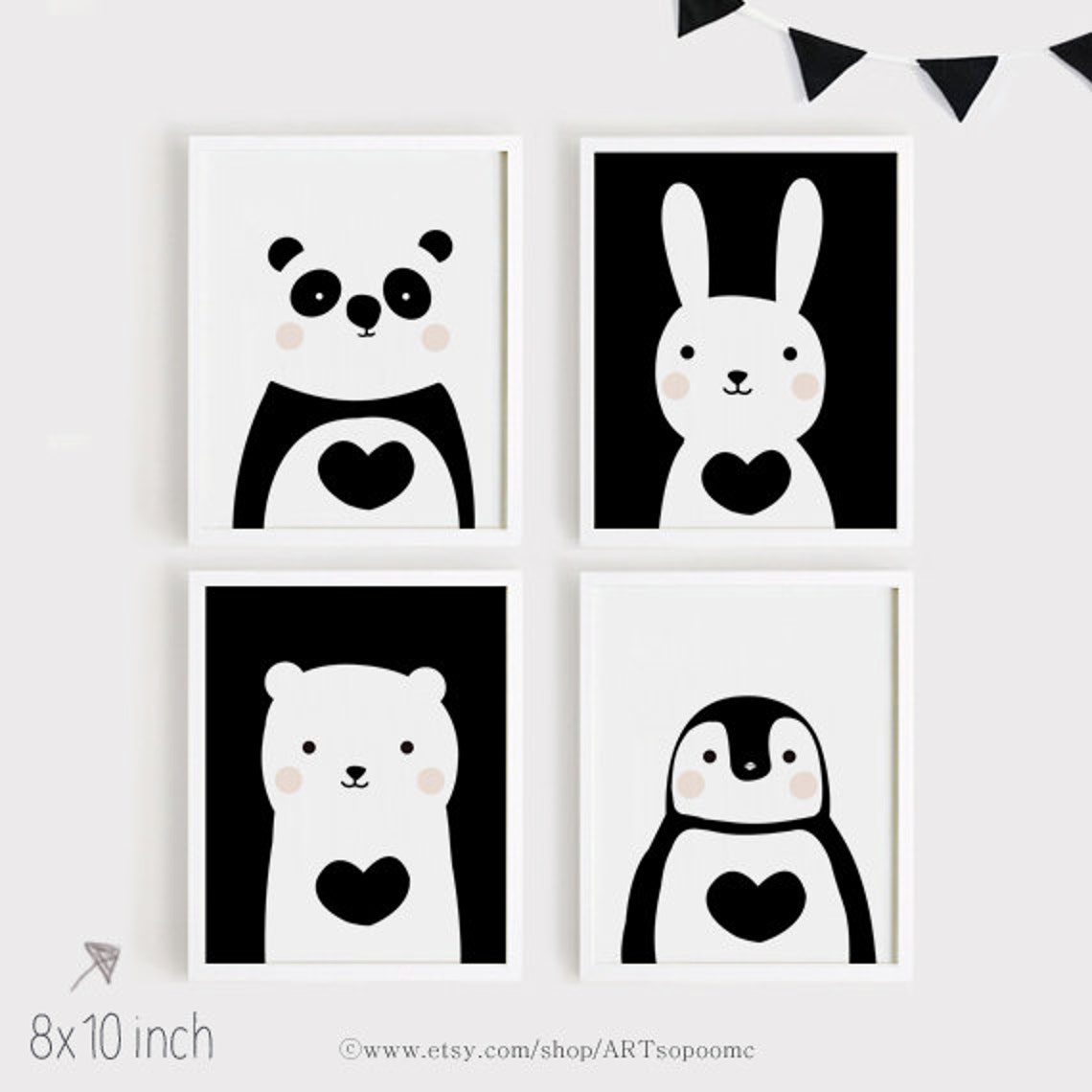 Printables Nursery Art Set of 4 Cute Animals Art Print - Etsy