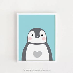 Heart Penguin Nursery art print Printable Poster 50 x 70 Baby room Decor Kids wall art Digital 5x7, 8x10, 11x14, A4, A3 Digital download art