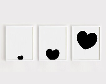 Printable Nursery Art Set of 3 Poster Heart Baby Room Wall - Etsy