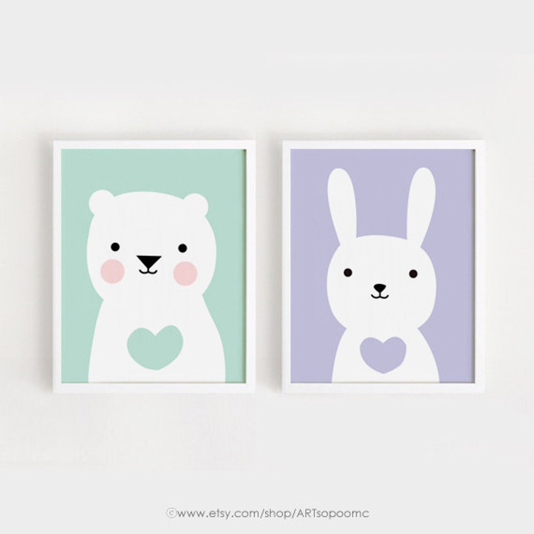 Printable Nursery Art Set of 2 Baby Room Wall Art Kids Room Decor ...