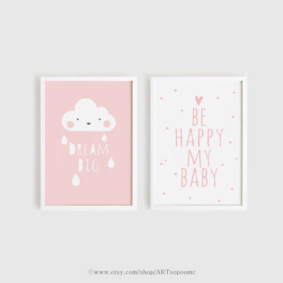 Printable Nursery Art Set of 2 Poster Baby Girls room Wall art Etsy