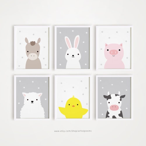Printable Nursery Wall Art Set of 6 Poster Baby Art Kids Room - Etsy